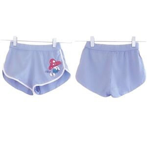 Romwe mini shorts Smurf blue dolphin Small Cartoon Graphic Shorts